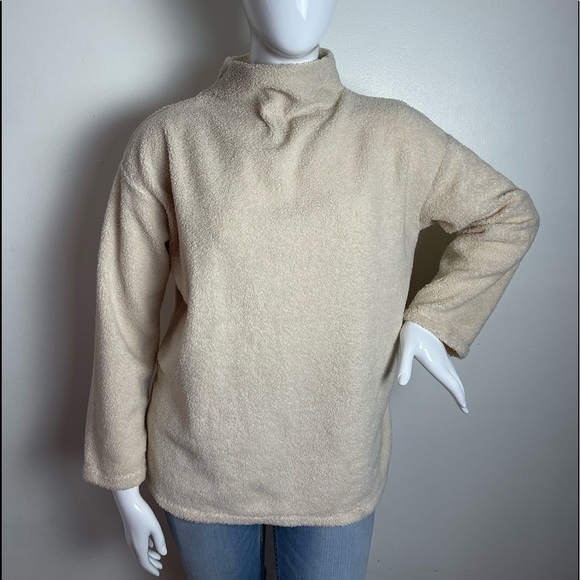 Ava & Viv Sweater Sherpa Turtleneck Pullover Sweater Cream - Picture 1 of 8